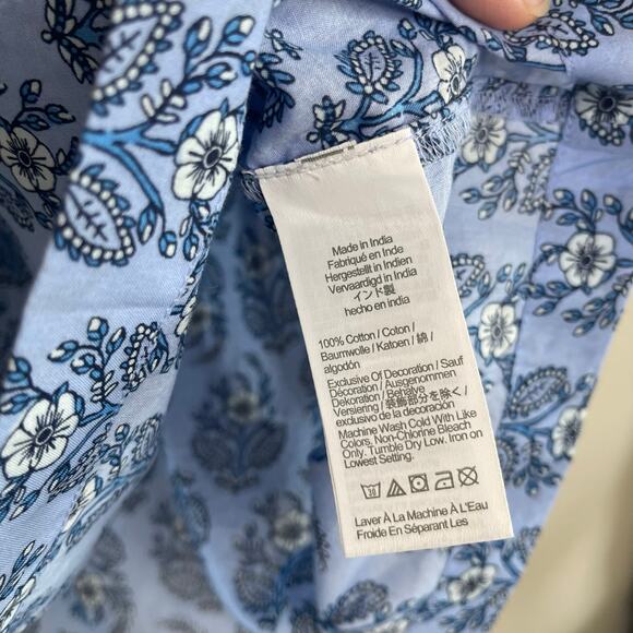 NEW J.Crew Printed Split-Neck Top in Light Sky BY427 NWT - Size M - Picture 4 of 6